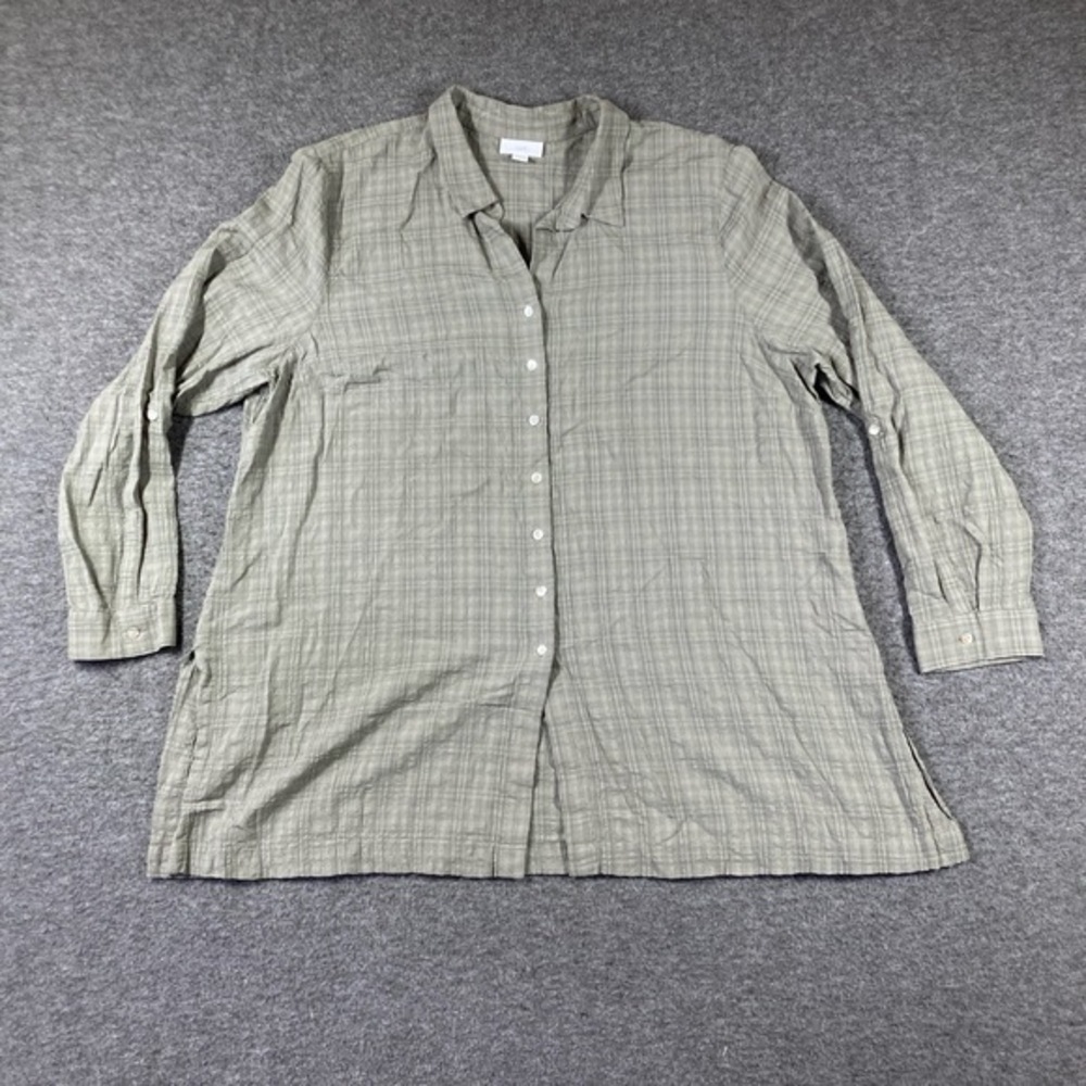 J Jill Oversized Button Up Shirt Womens XL Petite Plaid Long sleeve‎ Collared